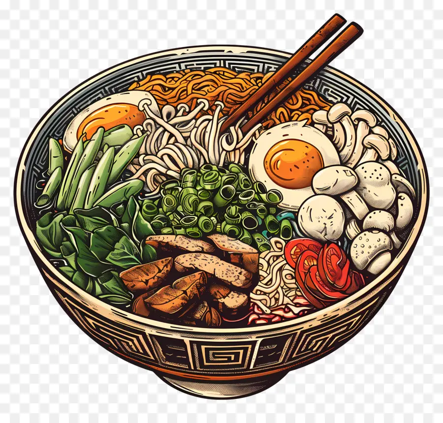 ชามราเมน，Deluxe Ramen Bowl PNG