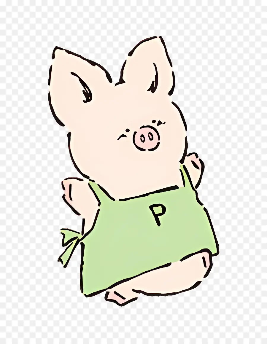 Zashiki Pig，หมูน่ารักในผ้ากันเปื้อนสีเขียว PNG