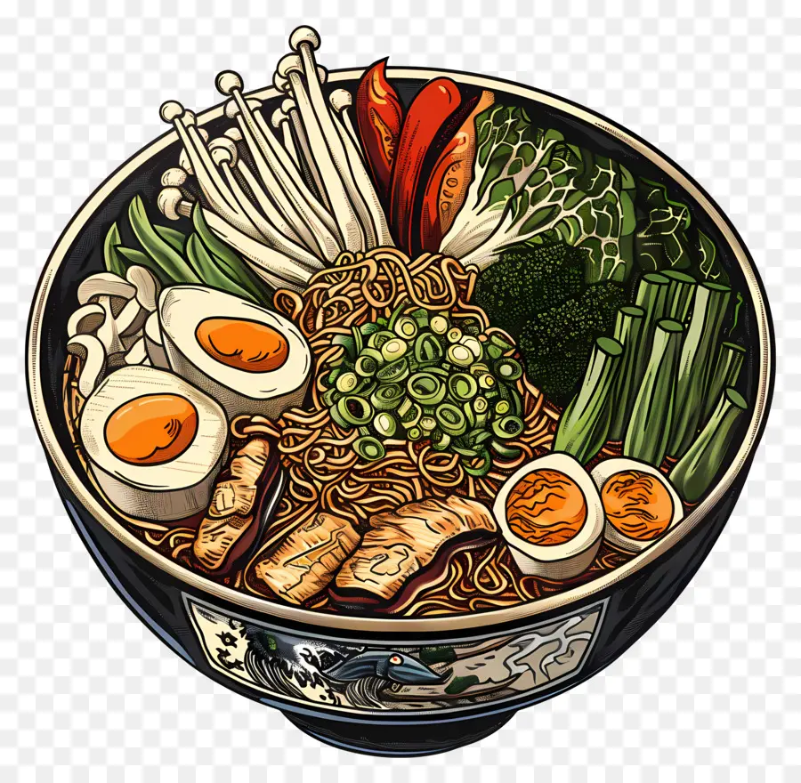 ชามราเมน，Deluxe Ramen Bowl PNG