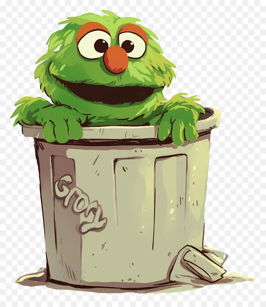 Oscar The Grouch，ตัวละครขนยาวสีเขียว PNG