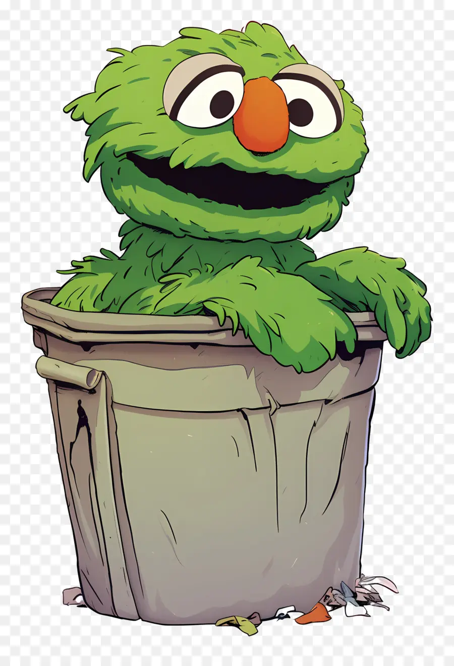 Oscar The Grouch，ถังขยะสีเขียวสามารถมอนสเตอร์ได้ PNG