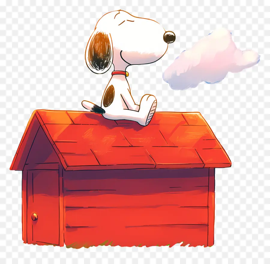 สนูปปี้，Cartoon Dog On Red Doghouse PNG