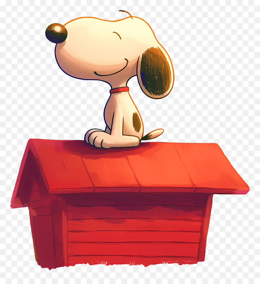 สนูปปี้，Cartoon Dog On Red Doghouse PNG