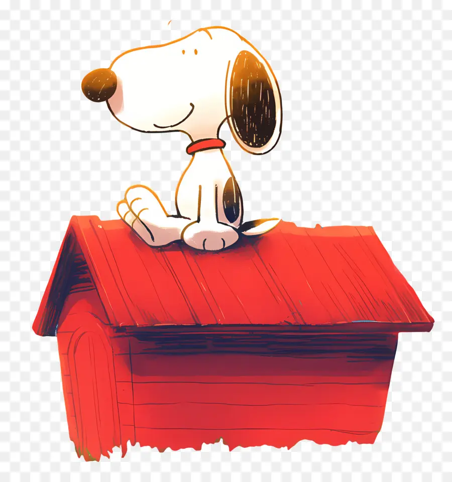 สนูปปี้，Cartoon Dog On Red Doghouse PNG