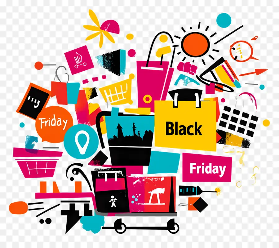 แบล็กฟรายเดย์，Black Friday Collage PNG