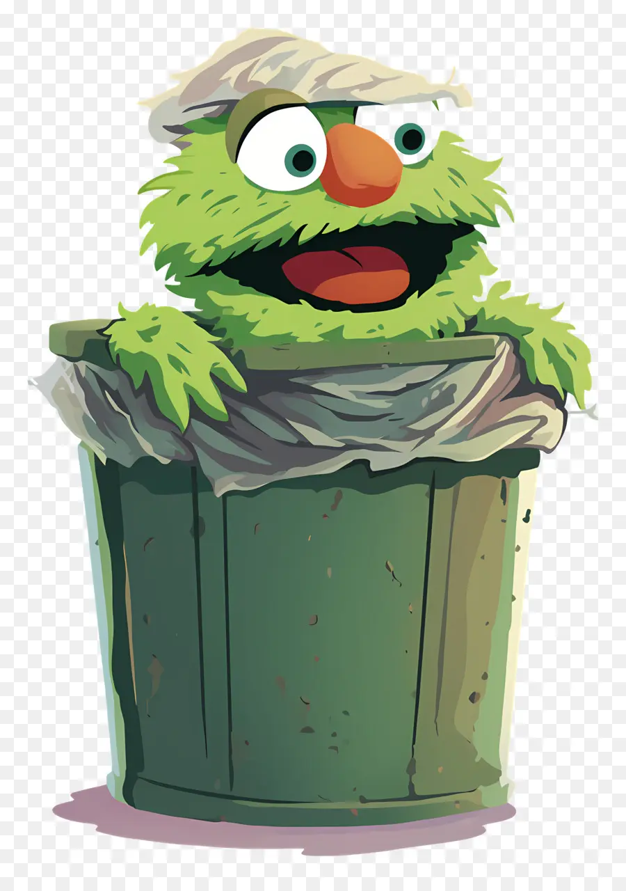 Oscar The Grouch，ตัวละครขนยาวสีเขียว PNG