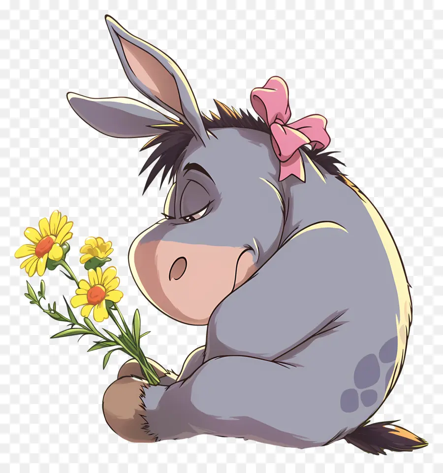 Eeyore，ลาด้วยดอกไม้ PNG