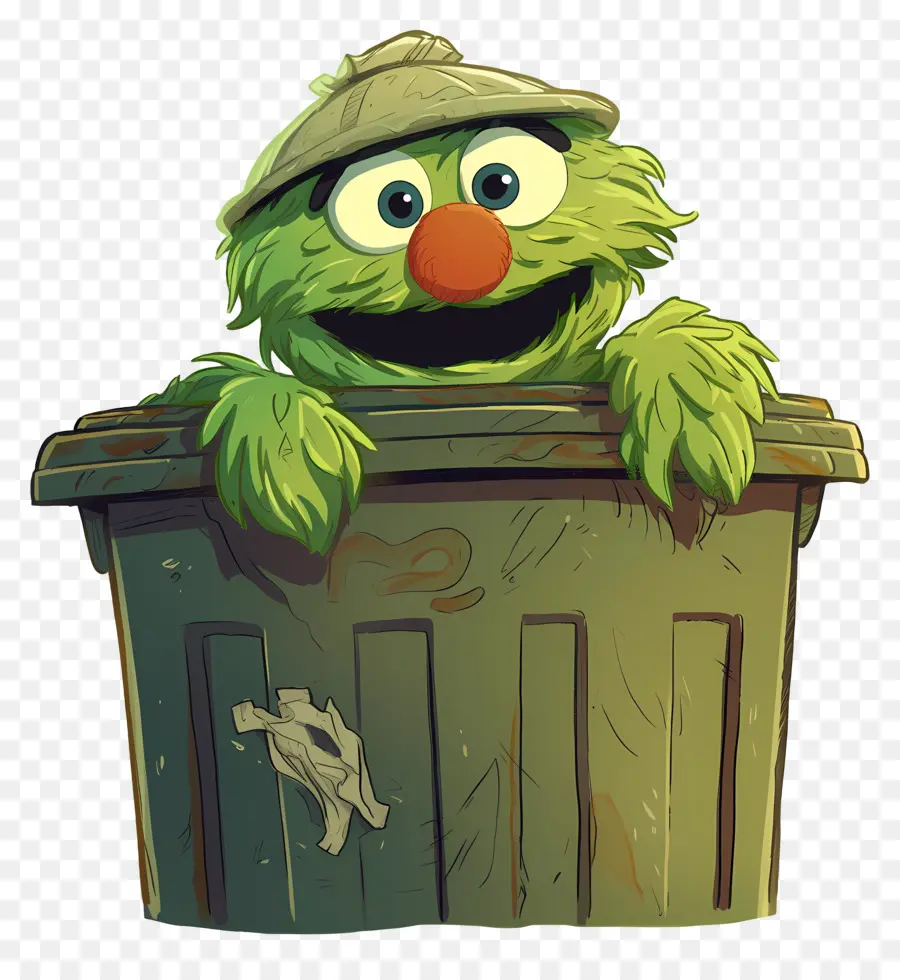 Oscar The Grouch，ตัวละครสีเขียวในถังขยะสามารถ PNG