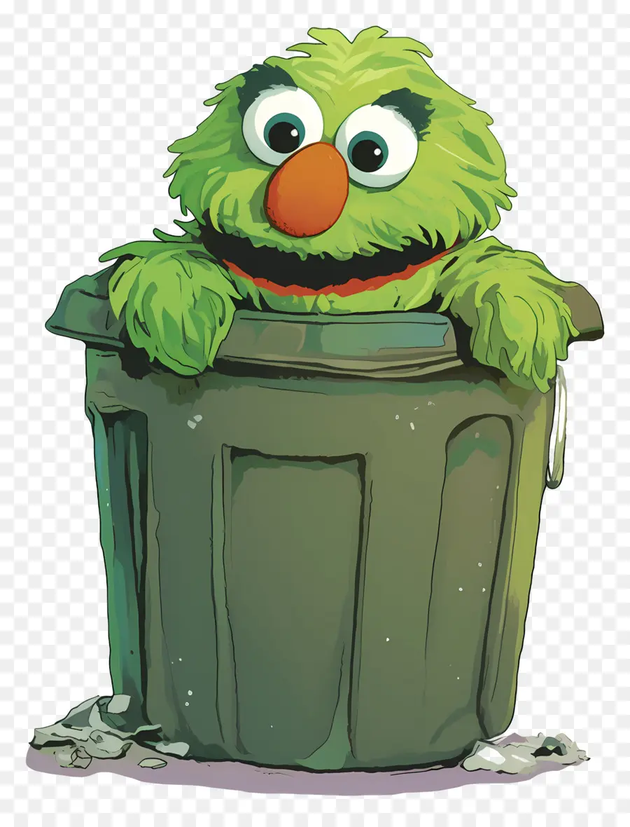 Oscar The Grouch，ตัวละครขนยาวสีเขียว PNG