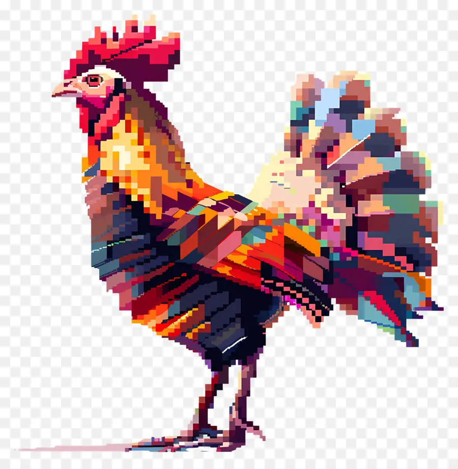 Pixel Thanksgiving Turkey，ไก่สีสันสดใส PNG