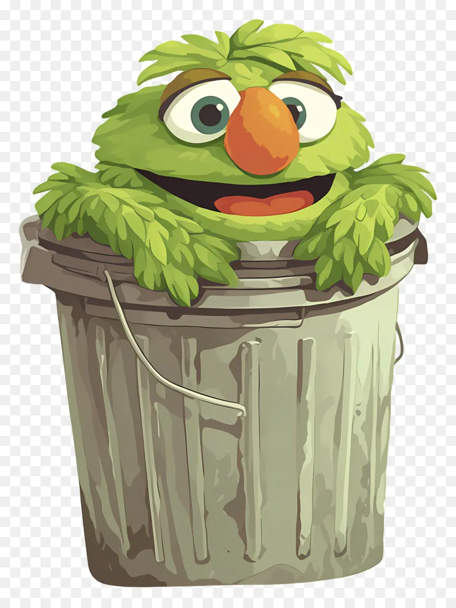 Oscar The Grouch，ตัวละครขนยาวสีเขียว PNG