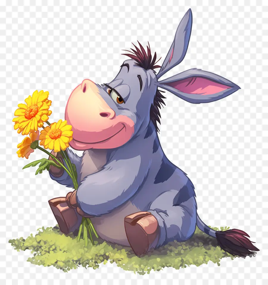 Eeyore，ลากับดอกไม้ PNG