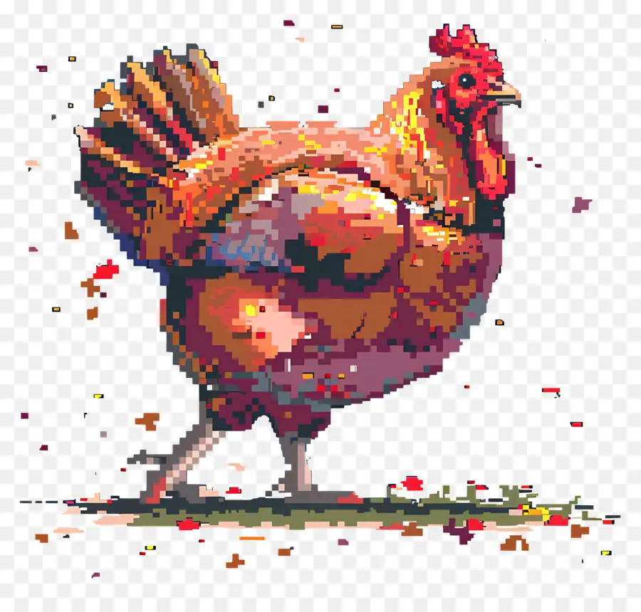 Pixel Thanksgiving Turkey，ไก่สีน้ำตาล PNG