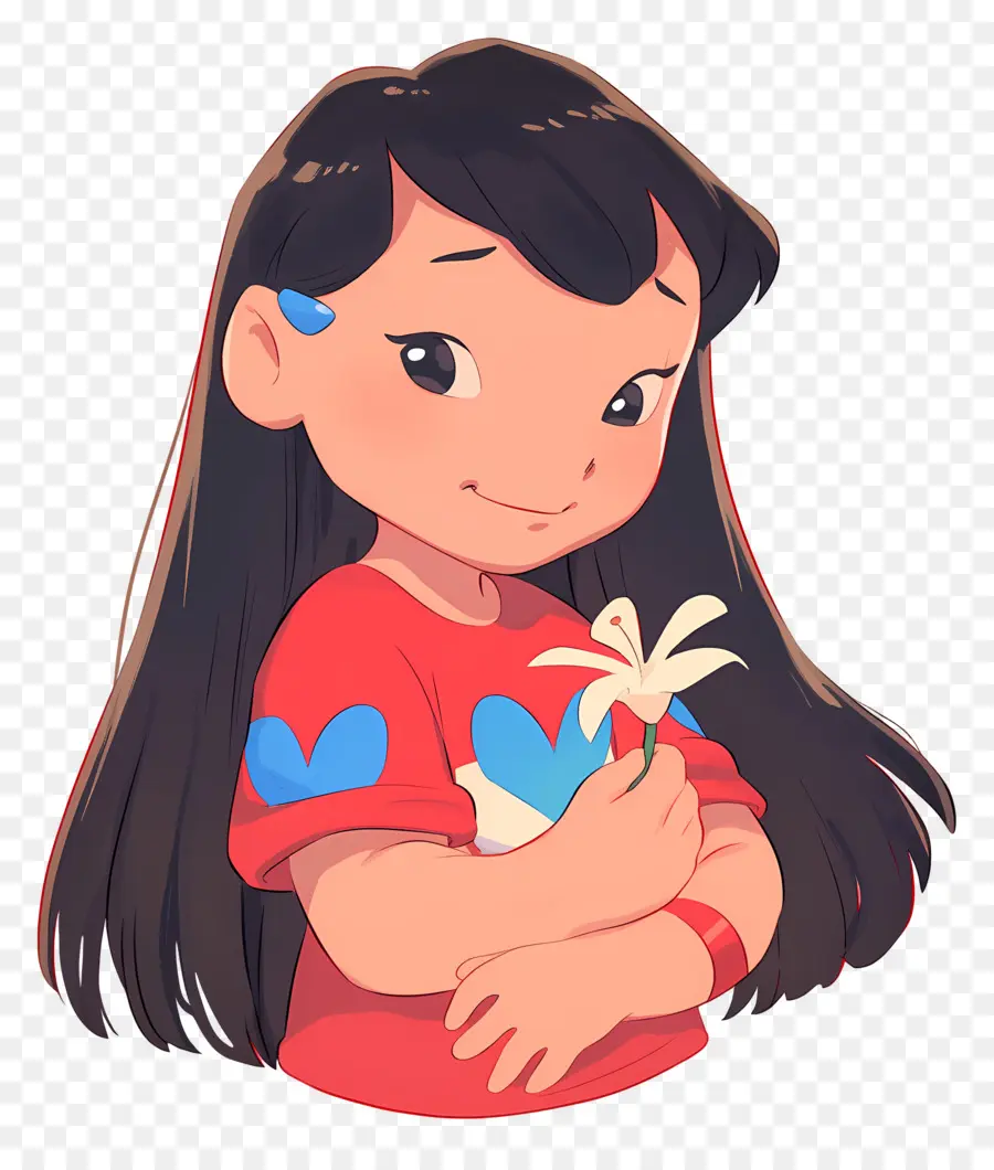 ครีบ Lilo，สาวกับดอกไม้ PNG