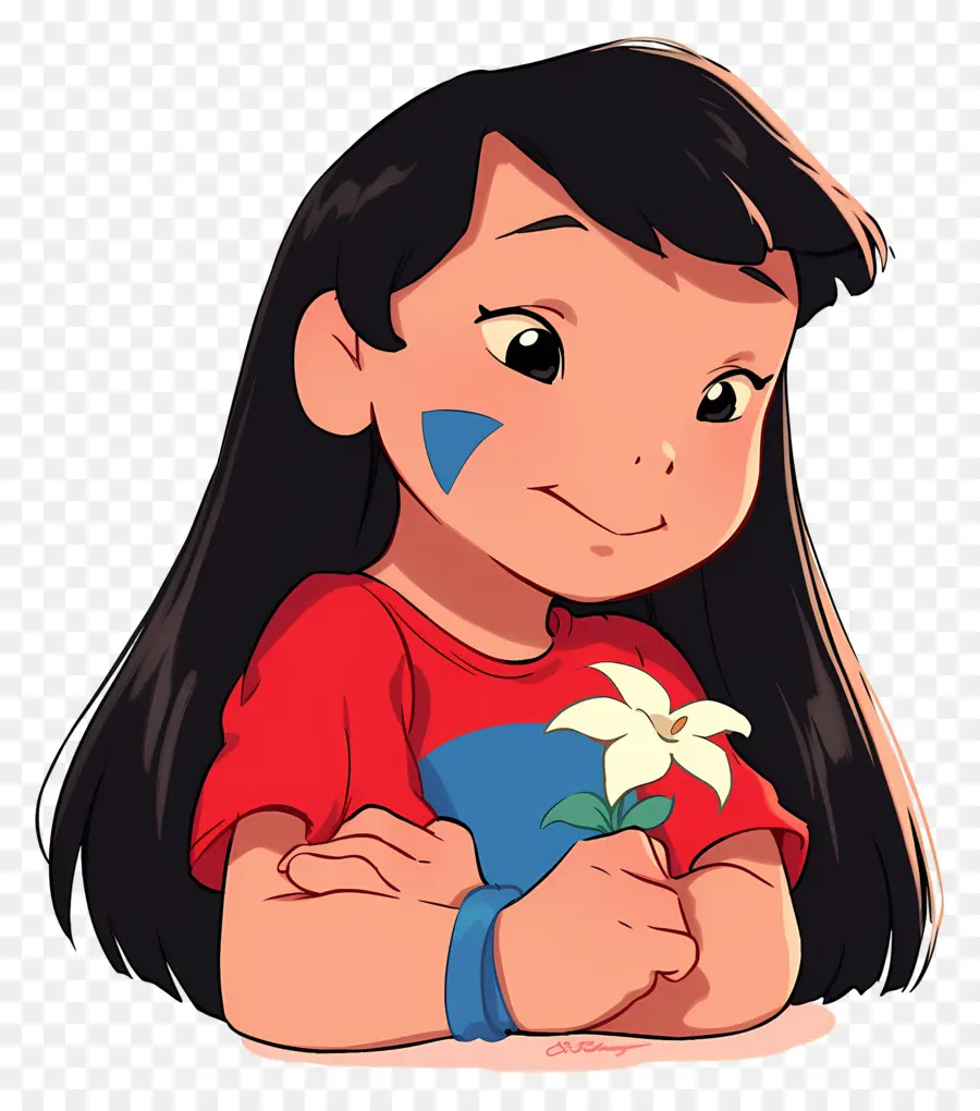 ครีบ Lilo，สาวกับดอกไม้ PNG