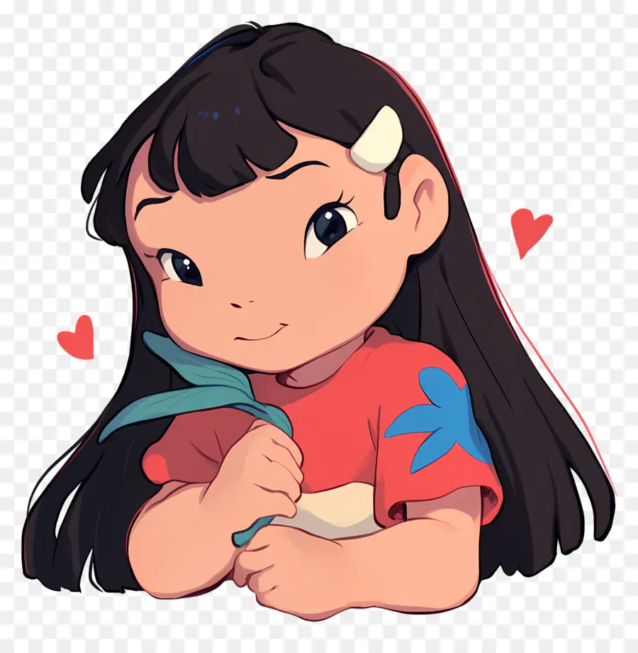 ครีบ Lilo，สาวกับดอกไม้ PNG