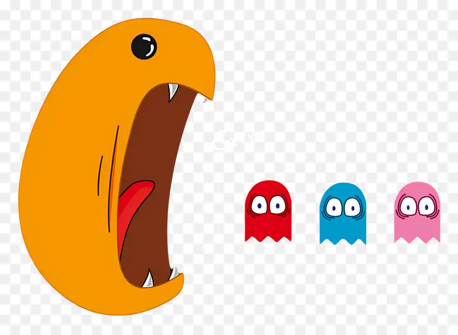 Pac Man，สิ่งมีชีวิตสีส้ม PNG