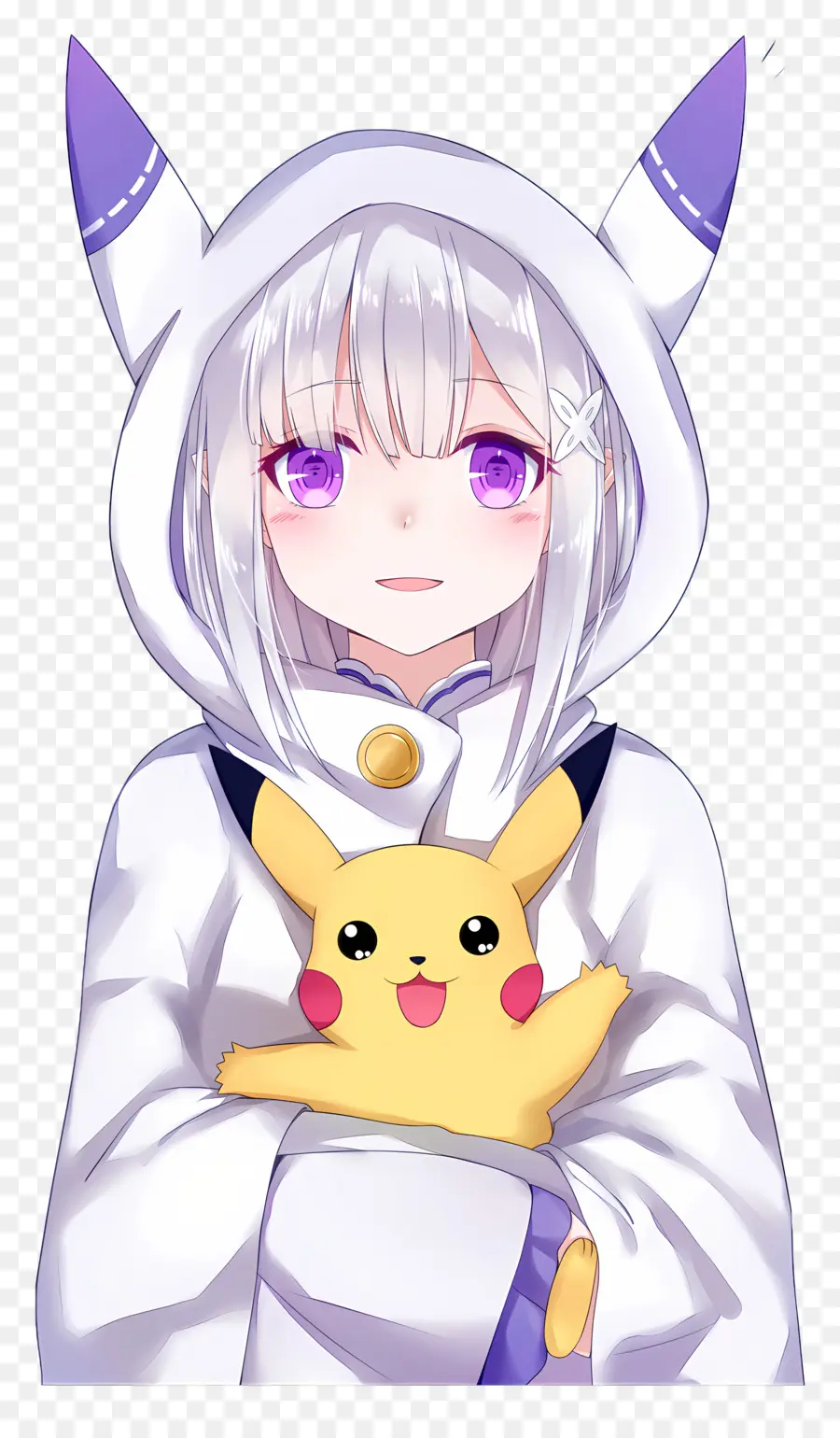 Pikachu，สาวกับ Pikachu Plush PNG