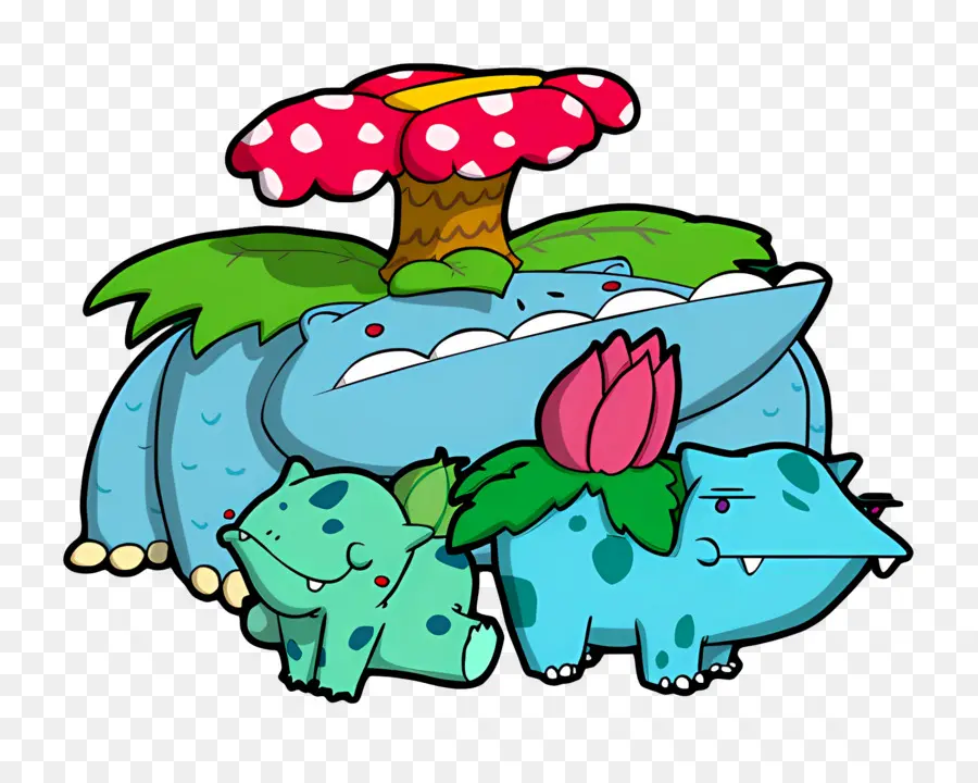 กระพือปีก，ครอบครัว Bulbasaur การ์ตูน PNG