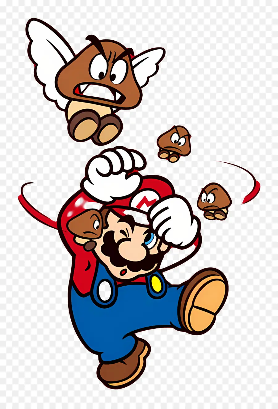 Super Mario，มาริโอกับ Goombas PNG