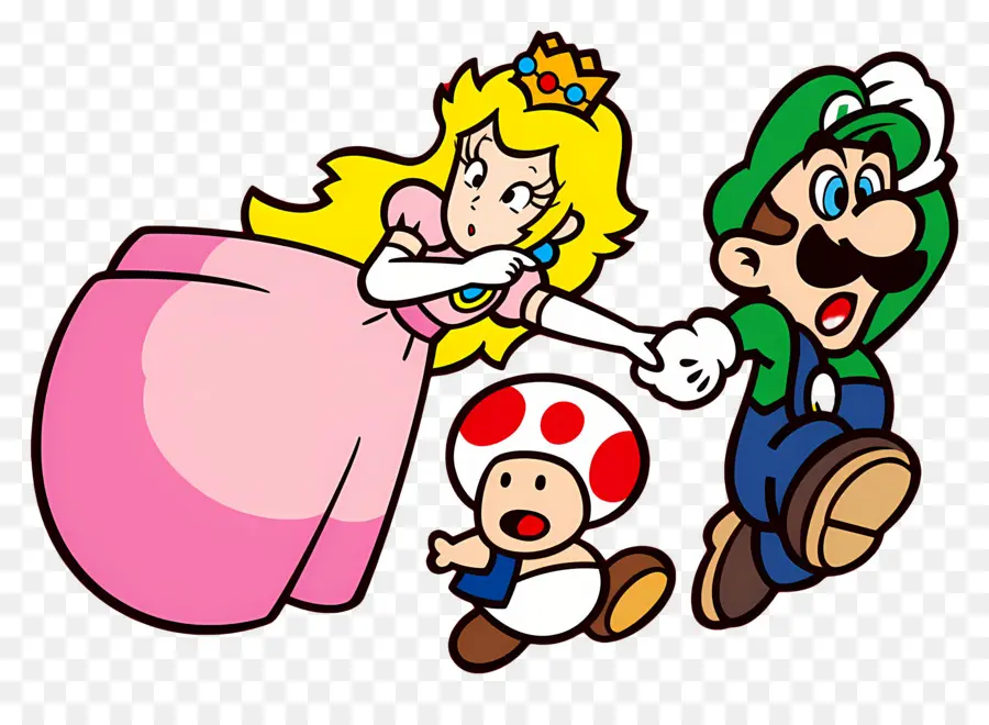 Super Mario，Peach Luigi และ Toad PNG