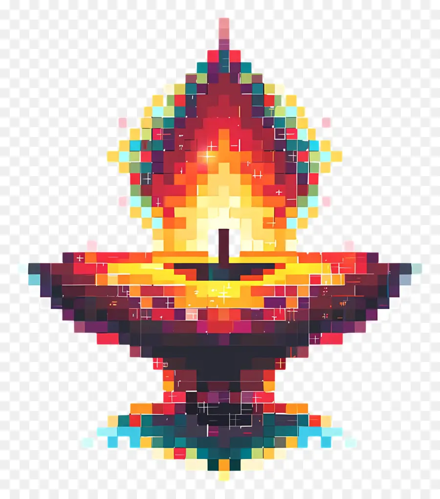 Pixel Diwali Diwali，เทียนพิกเซล PNG