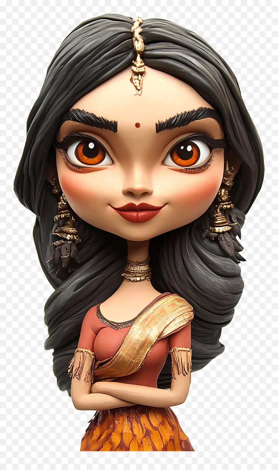 Deepika Padukone，ตัวละคร Chibi ในชุดแบบดั้งเดิม PNG