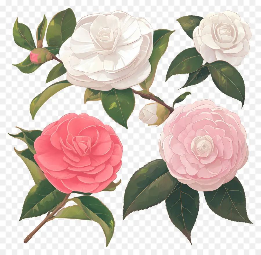 อูฐ，ดอกไม้ Camellia PNG