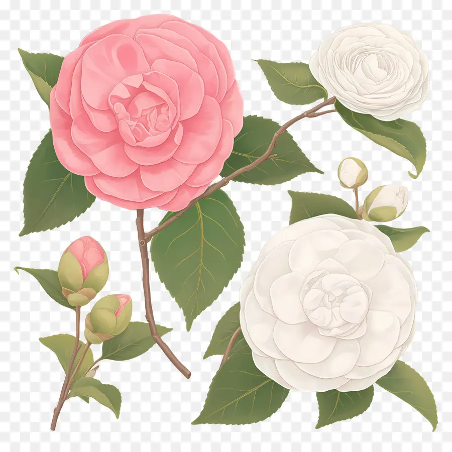 อูฐ，ดอกไม้ Camellia PNG