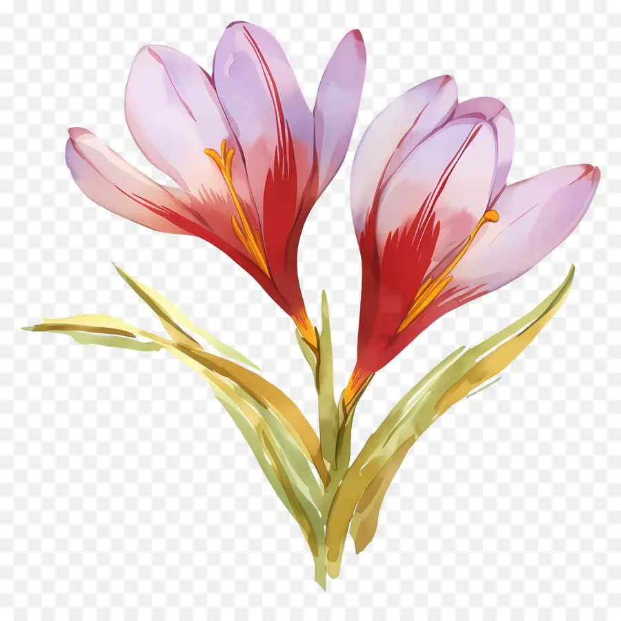 Crocus สีเหลือง，ดอกไม้สีชมพู PNG