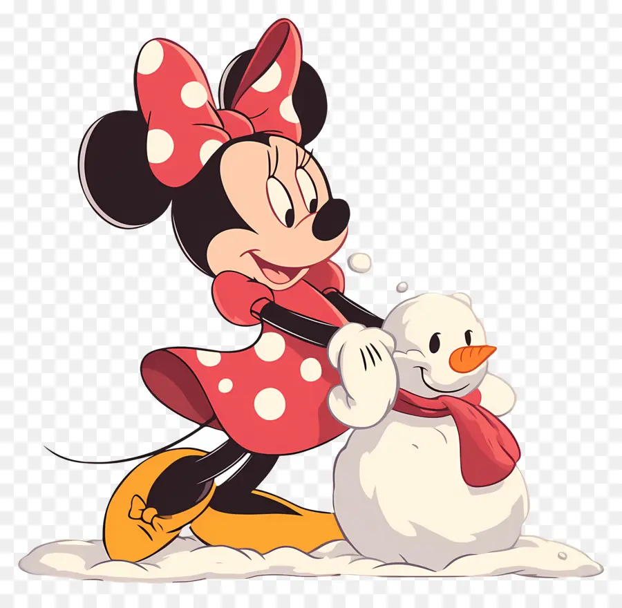 เมาส์มินนี่，Minnie Mouse กับ Snowman PNG