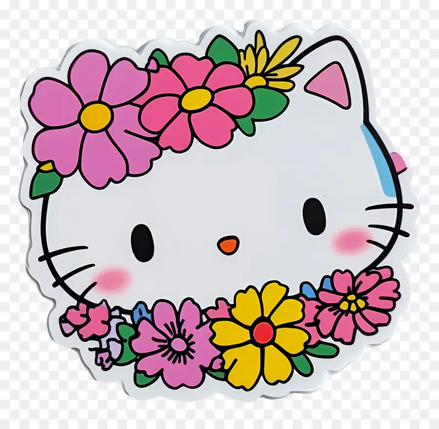 สติกเกอร์ Hello Kitty，แมวกับดอกไม้ PNG