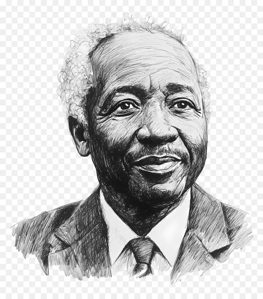 Julius Nyerere，ภาพร่างรายละเอียดของชายชรา PNG