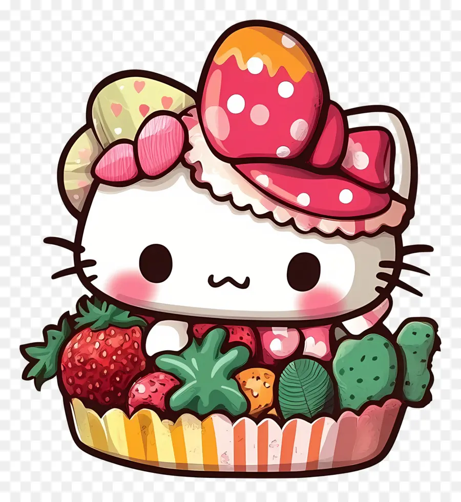 สติกเกอร์ Hello Kitty，แมวกับผลไม้ PNG