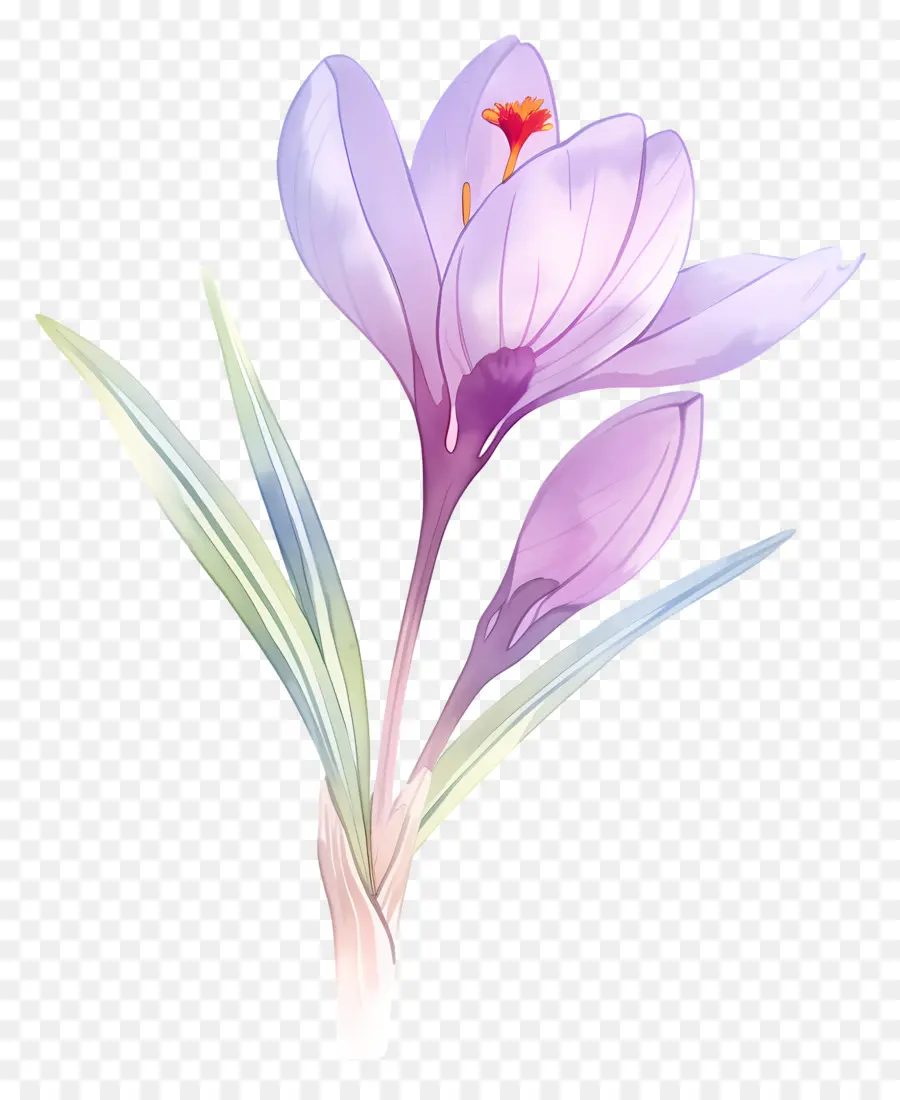 Crocus สีเหลือง，ดอกไม้สีม่วง PNG