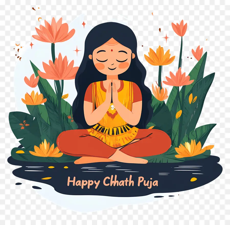 มีความสุข Chhath Puja，ผู้หญิงนั่งสมาธิ PNG