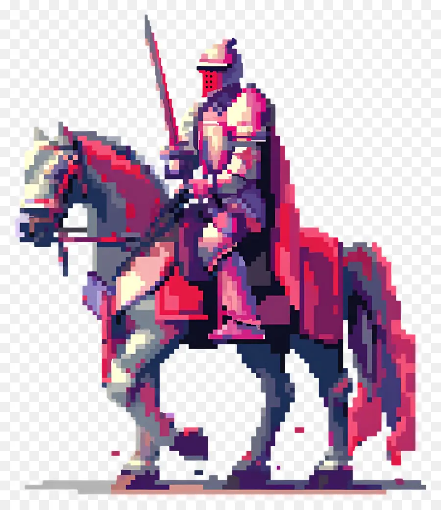 พิกเซลอัศวิน，Pixel Knight On Horse PNG