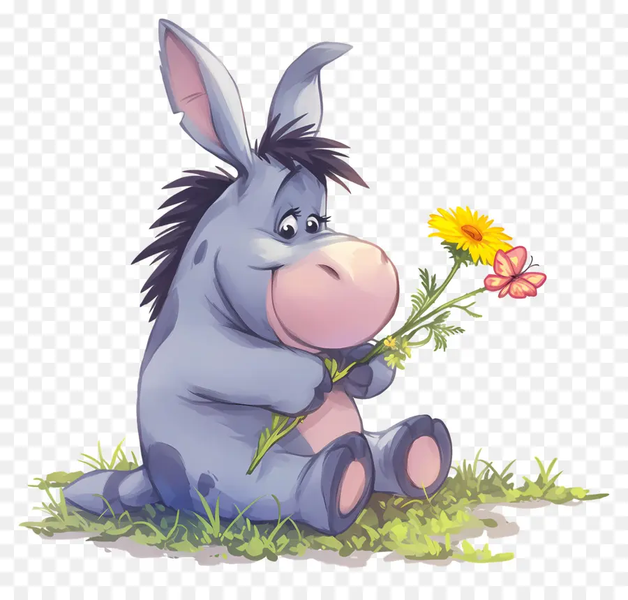 Eeyore，ลากับดอกไม้ PNG