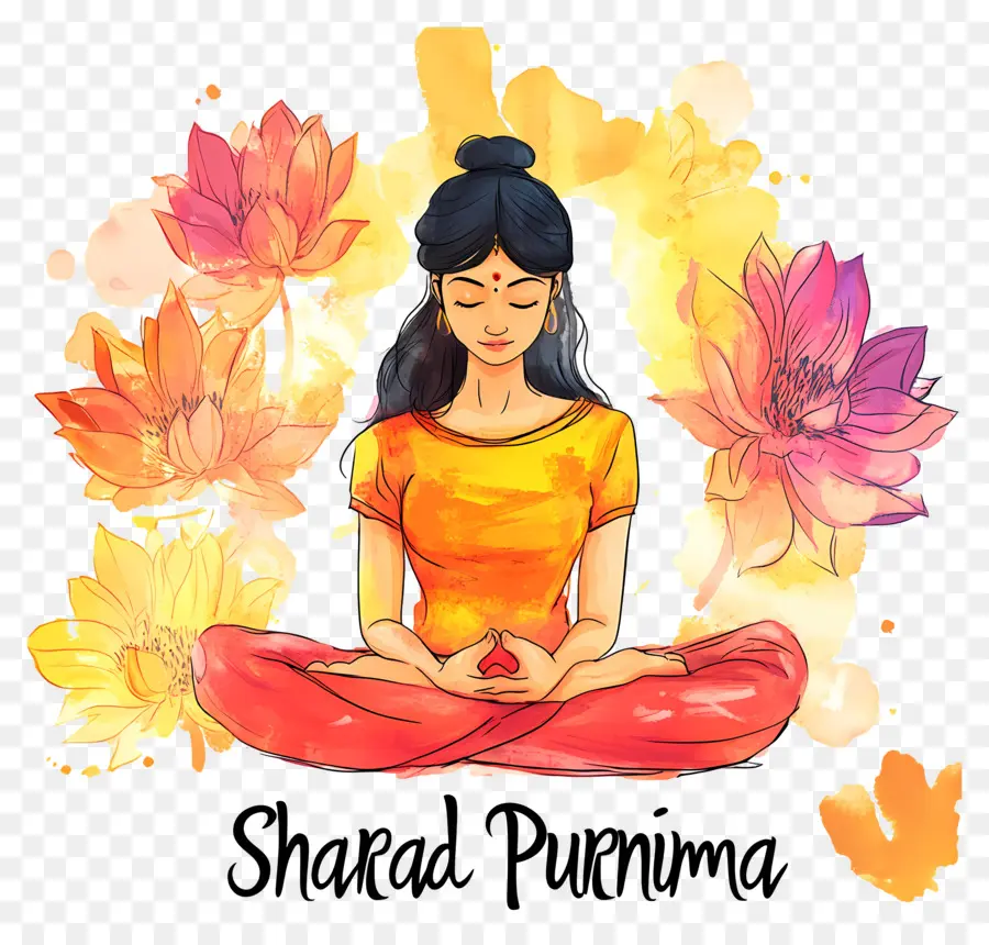 Sharad Purnima，ผู้หญิงนั่งสมาธิ PNG