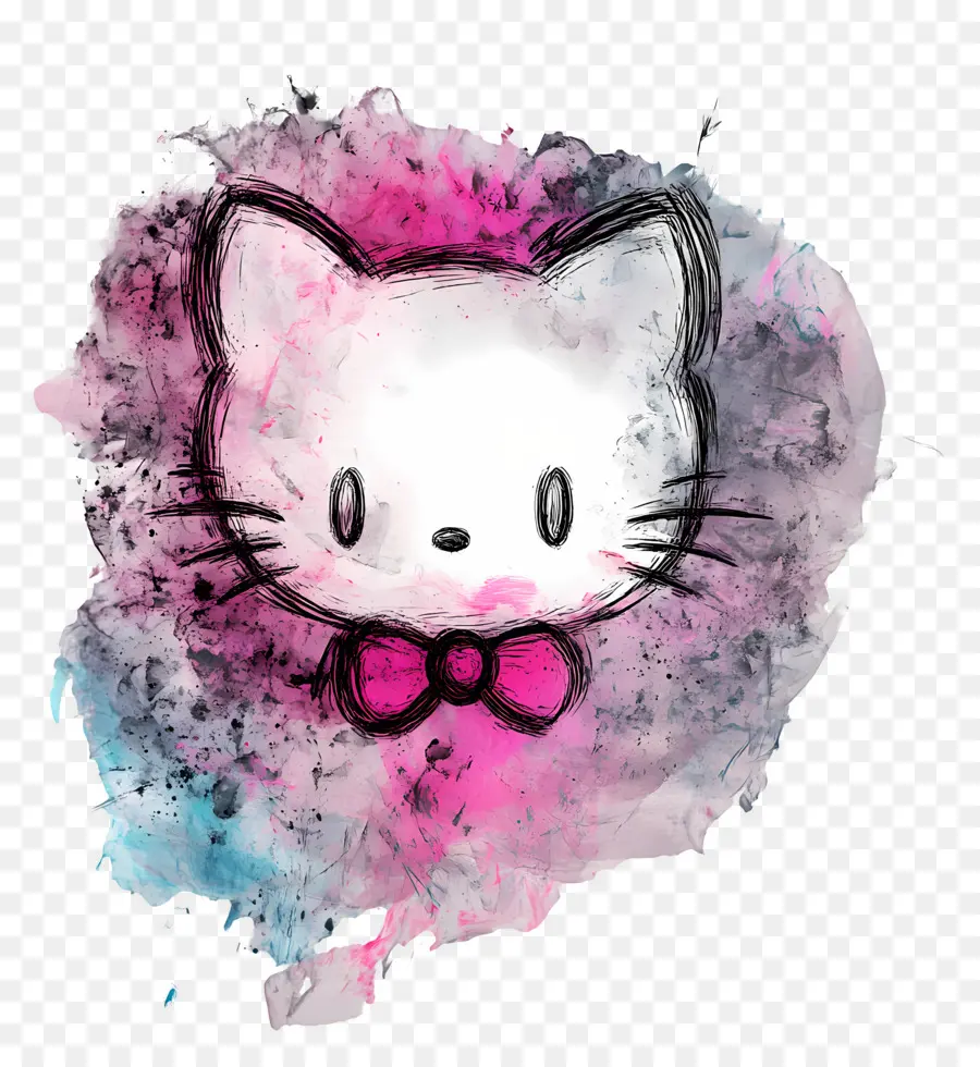 สติกเกอร์ Hello Kitty，ภาพร่างแมวศิลปะ PNG