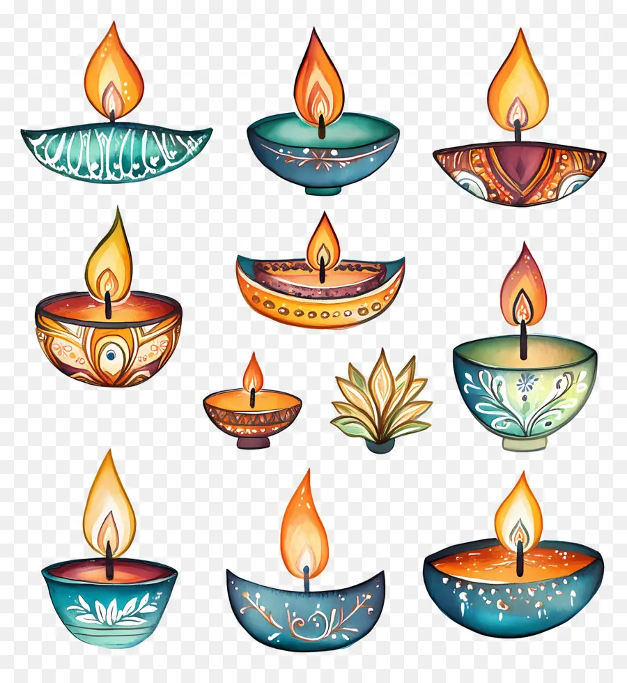 โคมไฟน้ำมัน Diwali，สีพาสเทลที่ได้รับ PNG