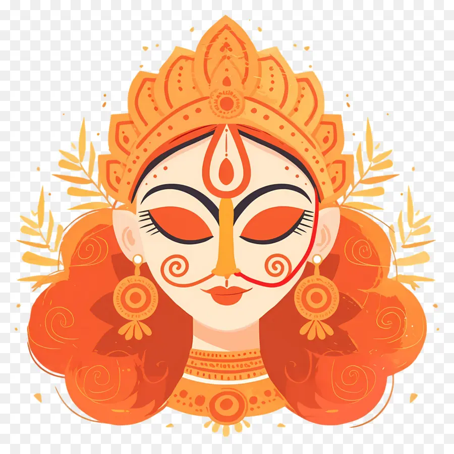 Dussehra，Goddess Face With Crown PNG