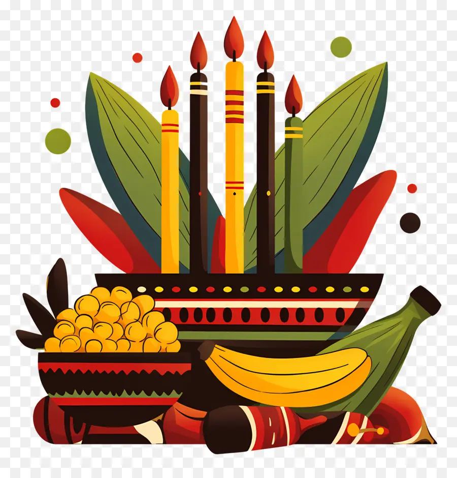 Happy Kwanzaa，เทียนและผลไม้ PNG