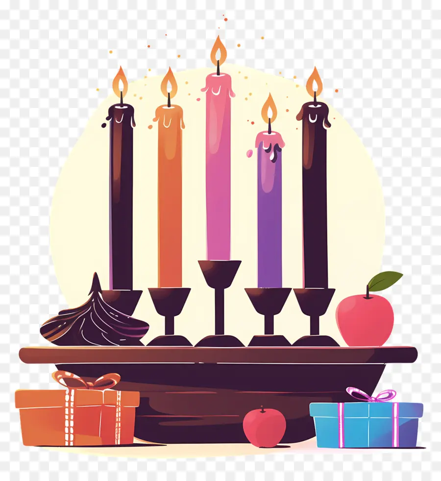 Happy Kwanzaa，เทียนสีสันสดใส PNG