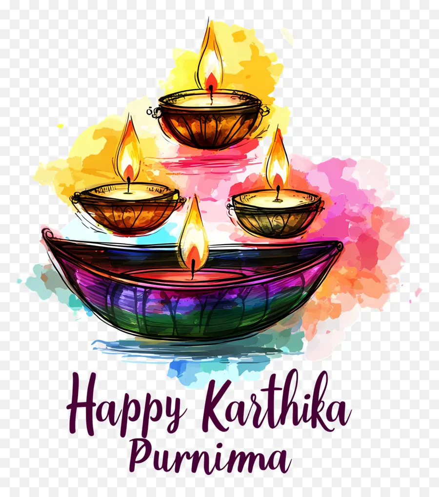 Kartik Purnima，Diyas สีสันสดใส PNG