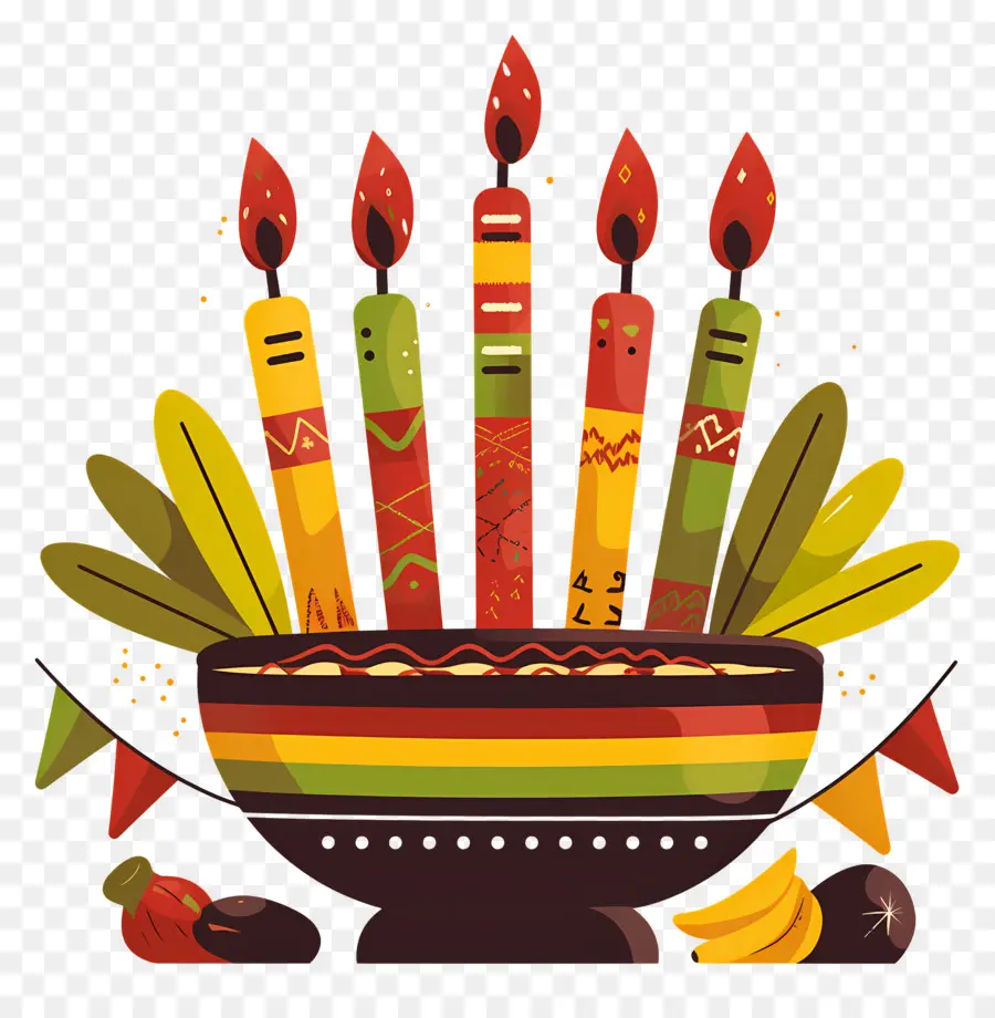 Happy Kwanzaa，เทียนและผลไม้ PNG