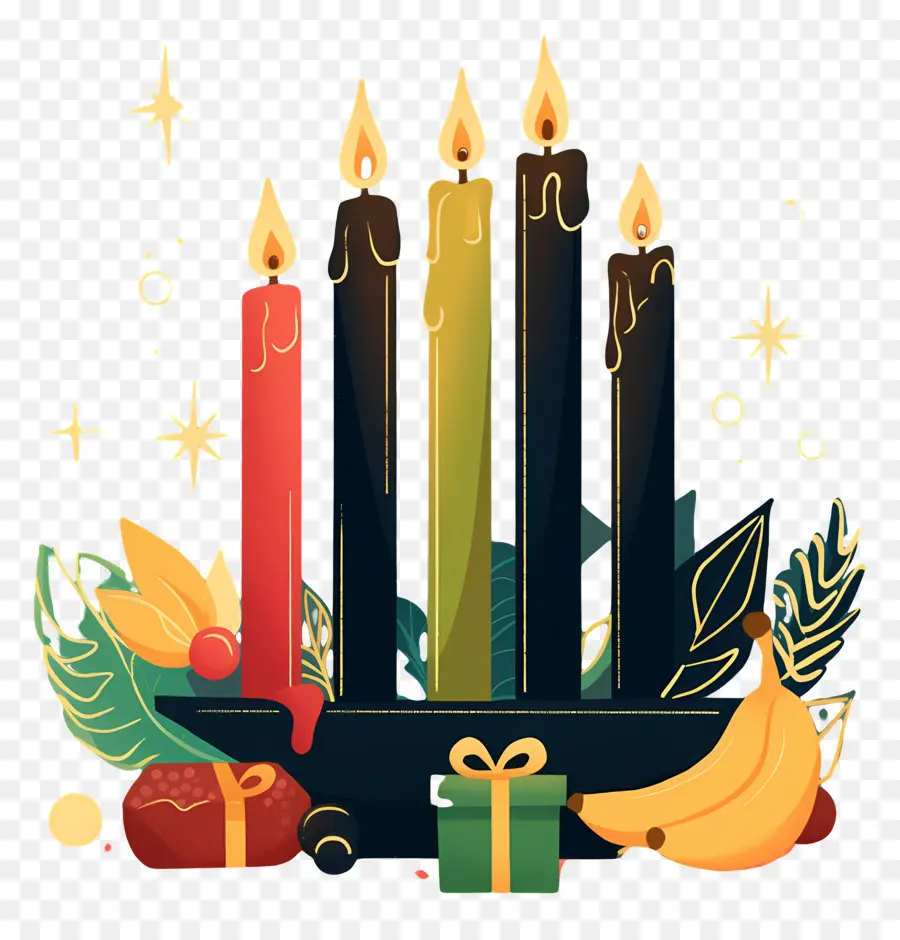 Happy Kwanzaa，เทียนสีสันสดใส PNG