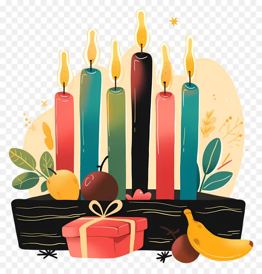 Happy Kwanzaa，เทียนสีสันสดใส PNG