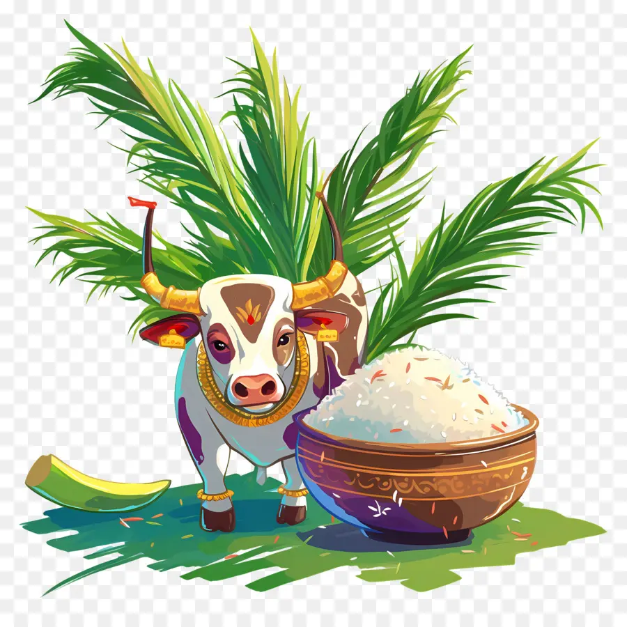 Pongal，วัวกับหม้อข้าว PNG