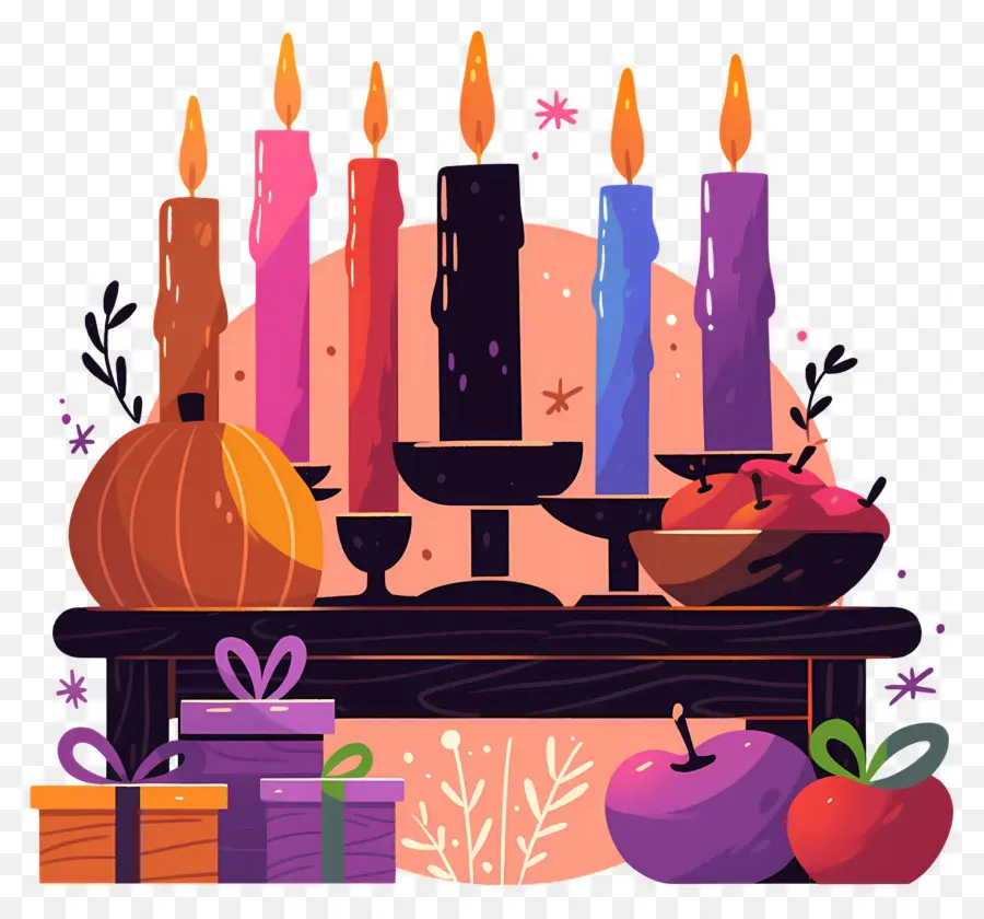 Happy Kwanzaa，เทียนกับฟักทอง PNG